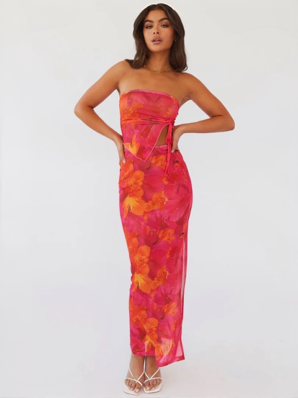 Peppermayo Rooftop Party Mesh Maxi Skirt Floral Sun Sz 4 NWT